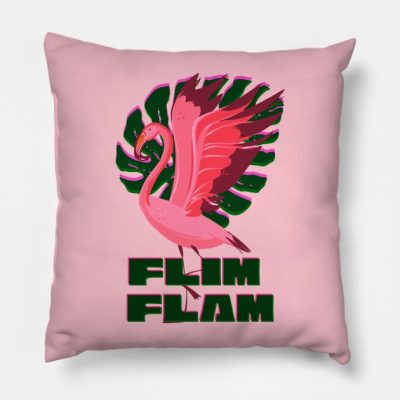 Pink Flamingo Tropical Vibes Flim Flam Throw Pillow Official Flim Flam Merch