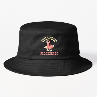 Flamingo Design Whassup Flockers? Gift Idea, Animals Bucket Hat Official Flim Flam Merch