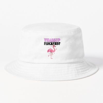 Flamingo Design Whassup Flockers? Gift Idea, Animals Bucket Hat Official Flim Flam Merch