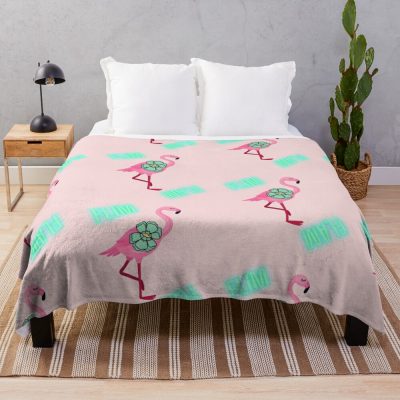 Flim Flam Pink Flamingo Tropical Throw Blanket Official Flim Flam Merch