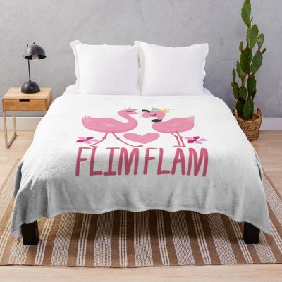 A Cute Flim Flam Flamingo For Kids, Son And Daughter Throw Blanket Official Flim Flam Merch