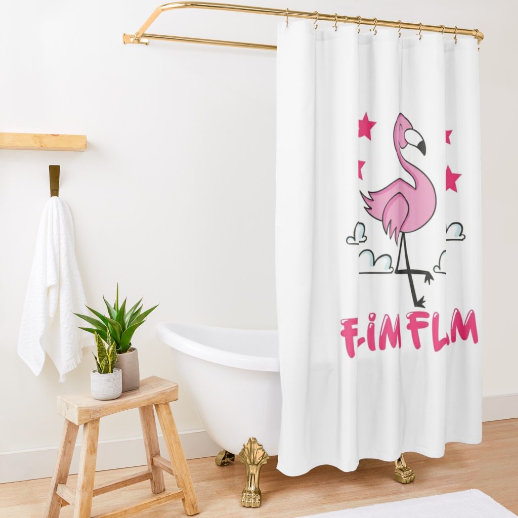 Flim Flam Flamingo Shower Curtain Official Flim Flam Merch