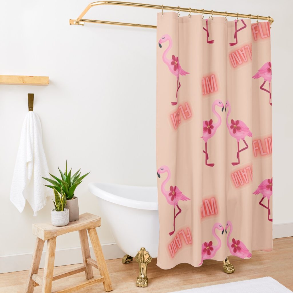 Flim Flam Pink Flamingos Shower Curtain Official Flim Flam Merch