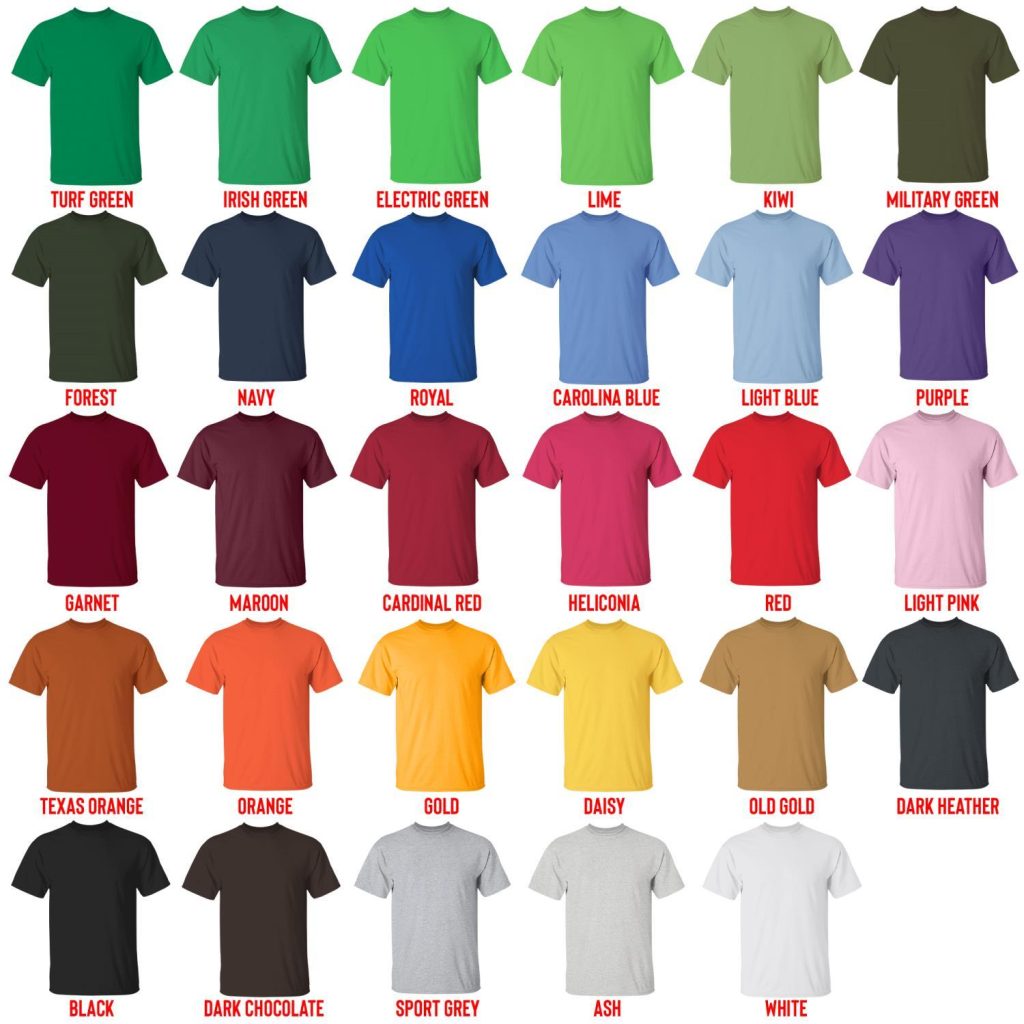 t shirt color chart - Flim Flam Merch