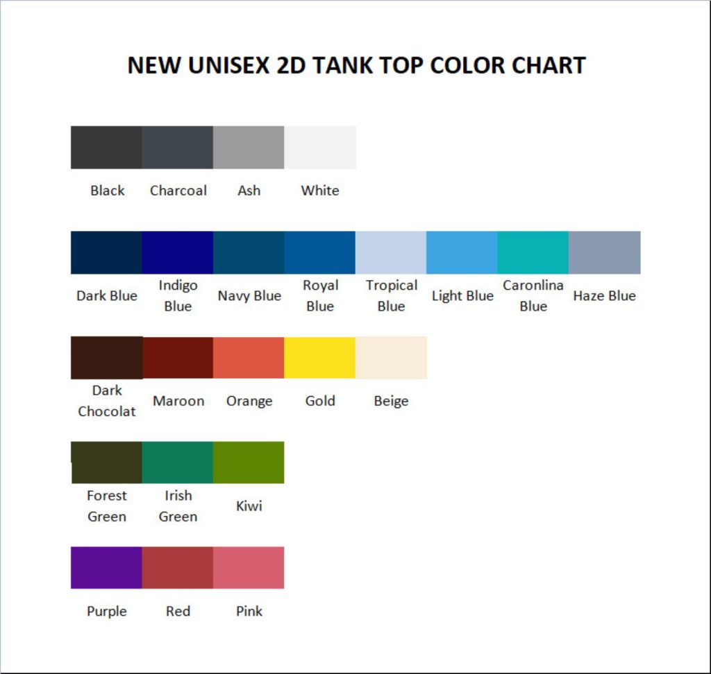 tank top color chart - Flim Flam Merch